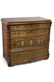 19TH CENTURY BRASS INLAID CHEST