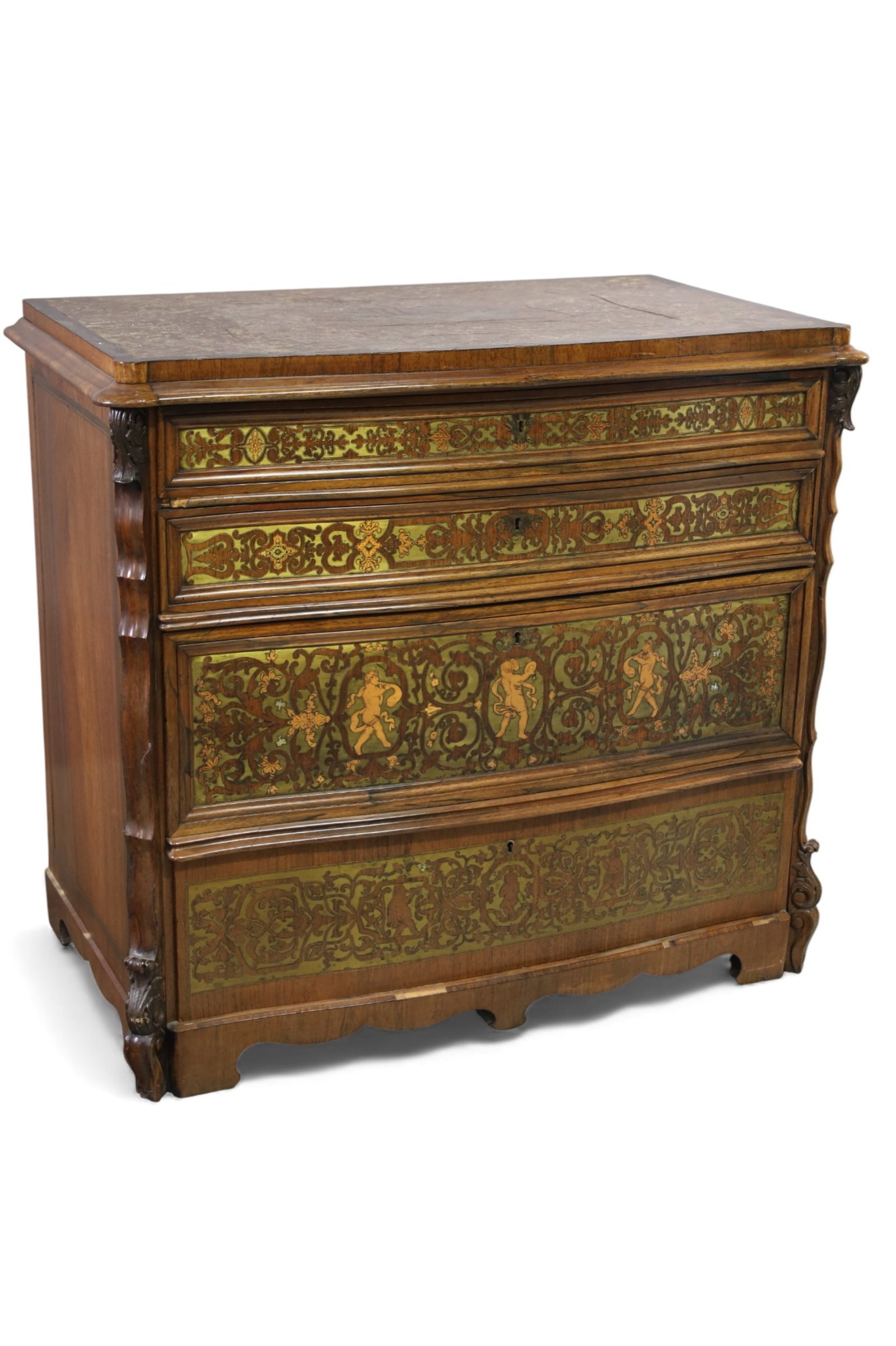 19TH CENTURY BRASS INLAID CHEST (1 of 9)