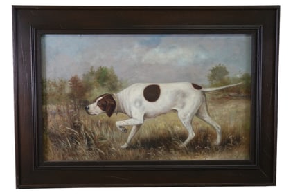 HUNT DOG OIL PAINTING
