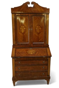 LARGE ANTIQUE INLAID SECRETARY