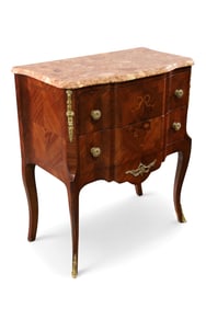 FRENCH STYLE MARBLE TOP END TABLE