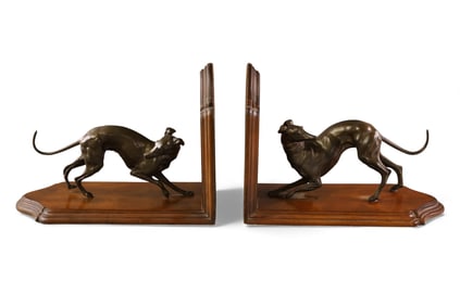 BRONZE DOG BOOKENDS