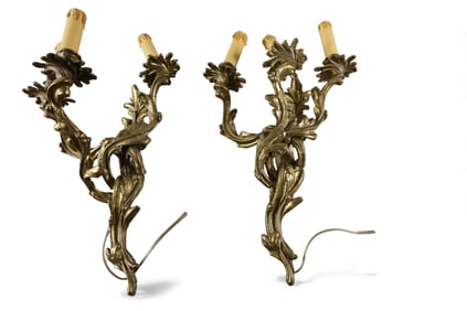 PAIR OF BRONZE WALL SCONCES