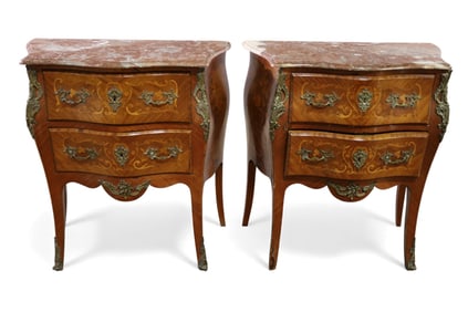 PAIR OF FRENCH MARBLE TOP COMMODES