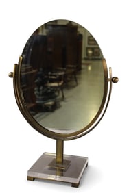 LUCITE AND BRASS VANITY MIRROR