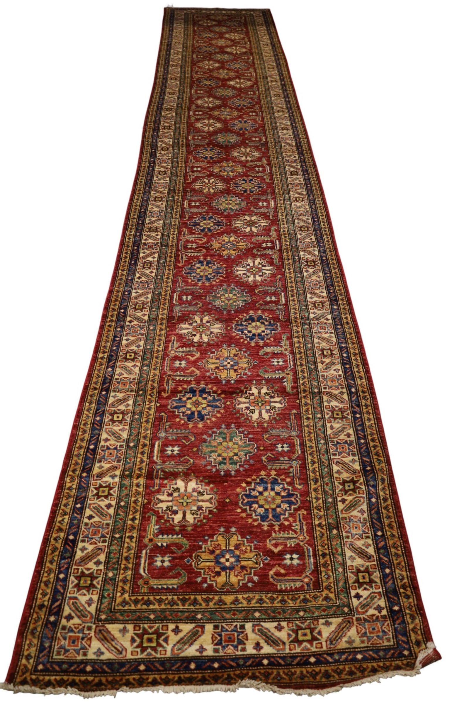 APPROX 3' 5" x 18' 2" HANDMADE WOOL RUNNER RUG (1 of 5)