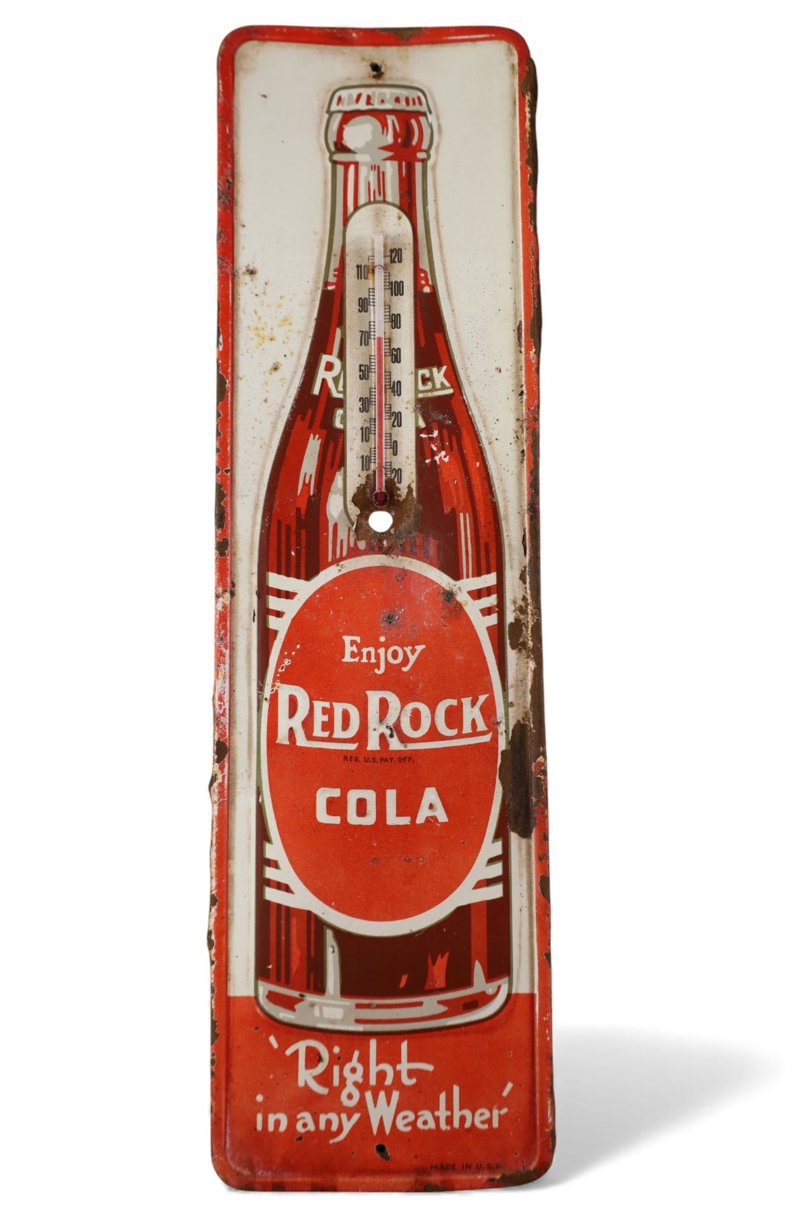 RED ROCK COLA THERMOMETER: ENJOY RED ROCK COLA THERMOMETER. 16" X 4 1/2"