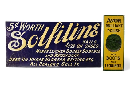 2 SMALL TIN SIGNS