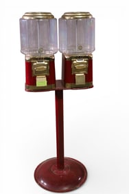 DOUBLE GUMBALL MACHINES ON STAND