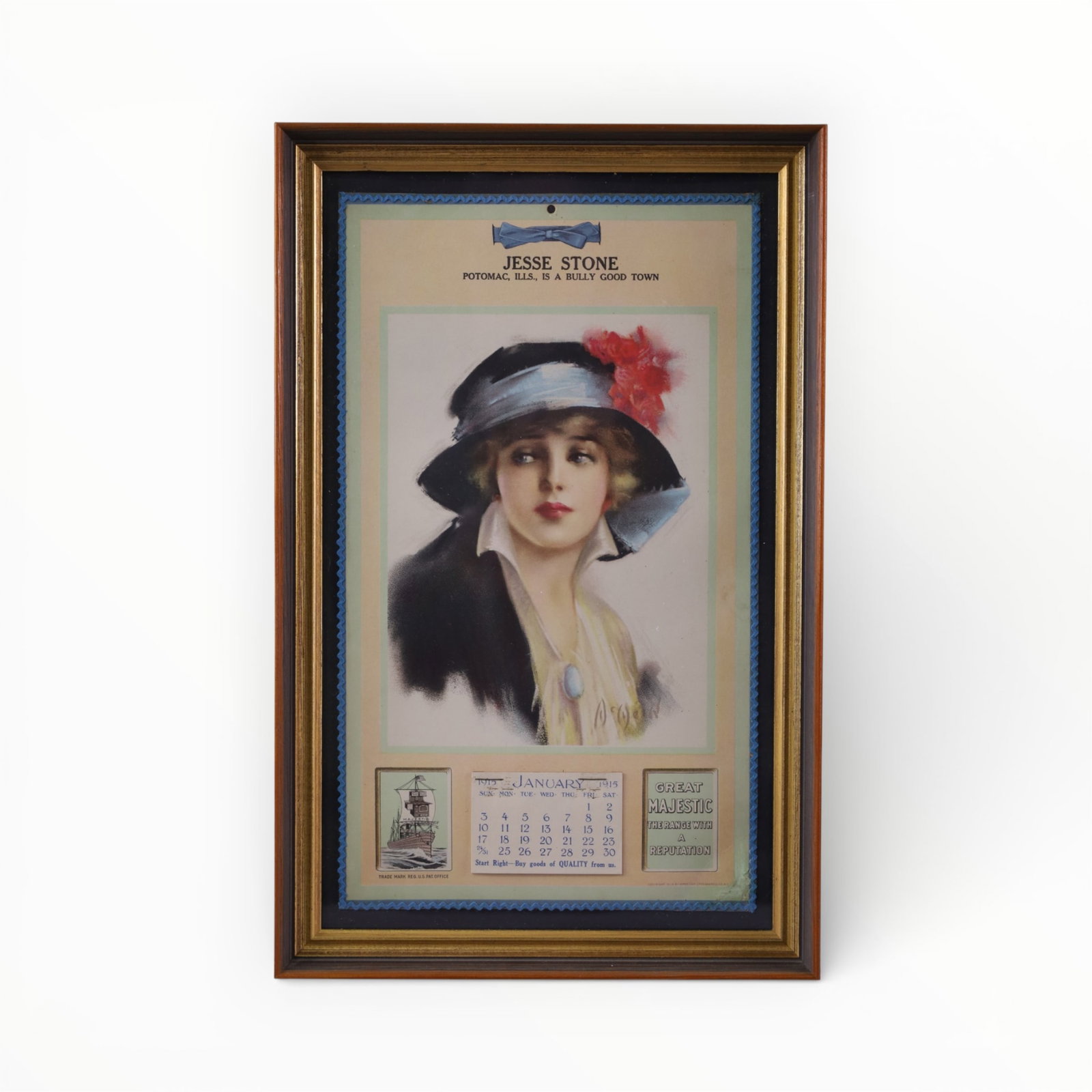 FRAMED STOVE AD: GREAT MAJESTIC RANGE FRAMED AD. 10 1/2" x 16 1/2"
