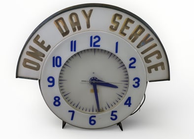 ONE DAY SERVICE NEON CLOCK