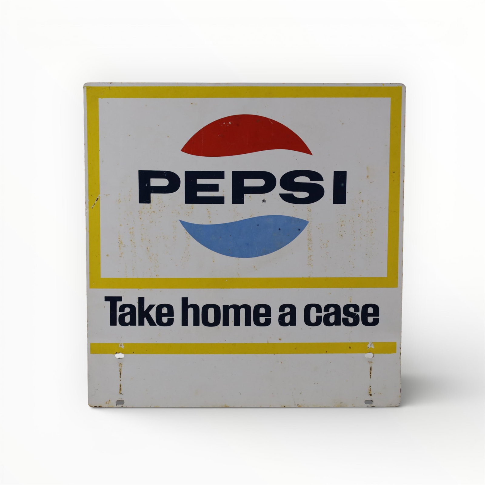 PEPSI SIGN: DOUBLE SIDED PEPSI RACK SIGN, 7" - 10" W.