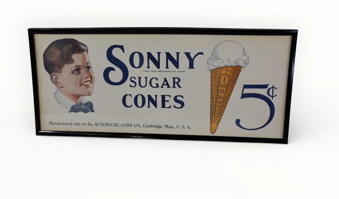 SONNY SUGAR CONE ADS: FRAMED SONNY SUGAR CONES AD. 19" x 8"