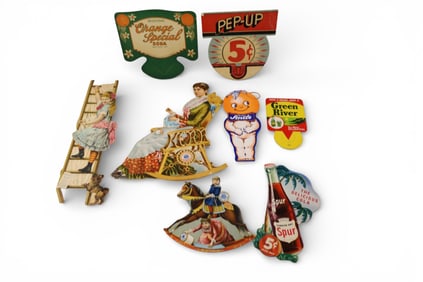 8 PIECES OF CARDBOARD ADS