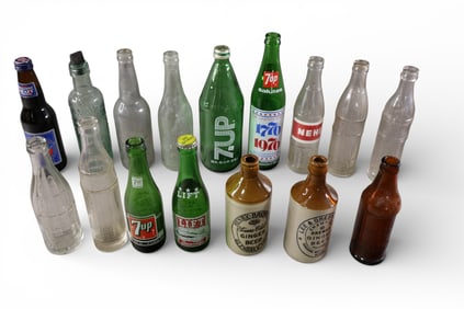 COLLECTION OF BEER & SODA BOTTLES