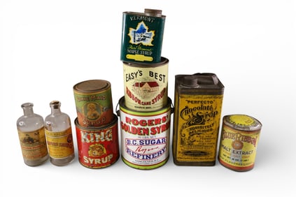 COLLECTION OF SYRUP TINS & BOTTLES