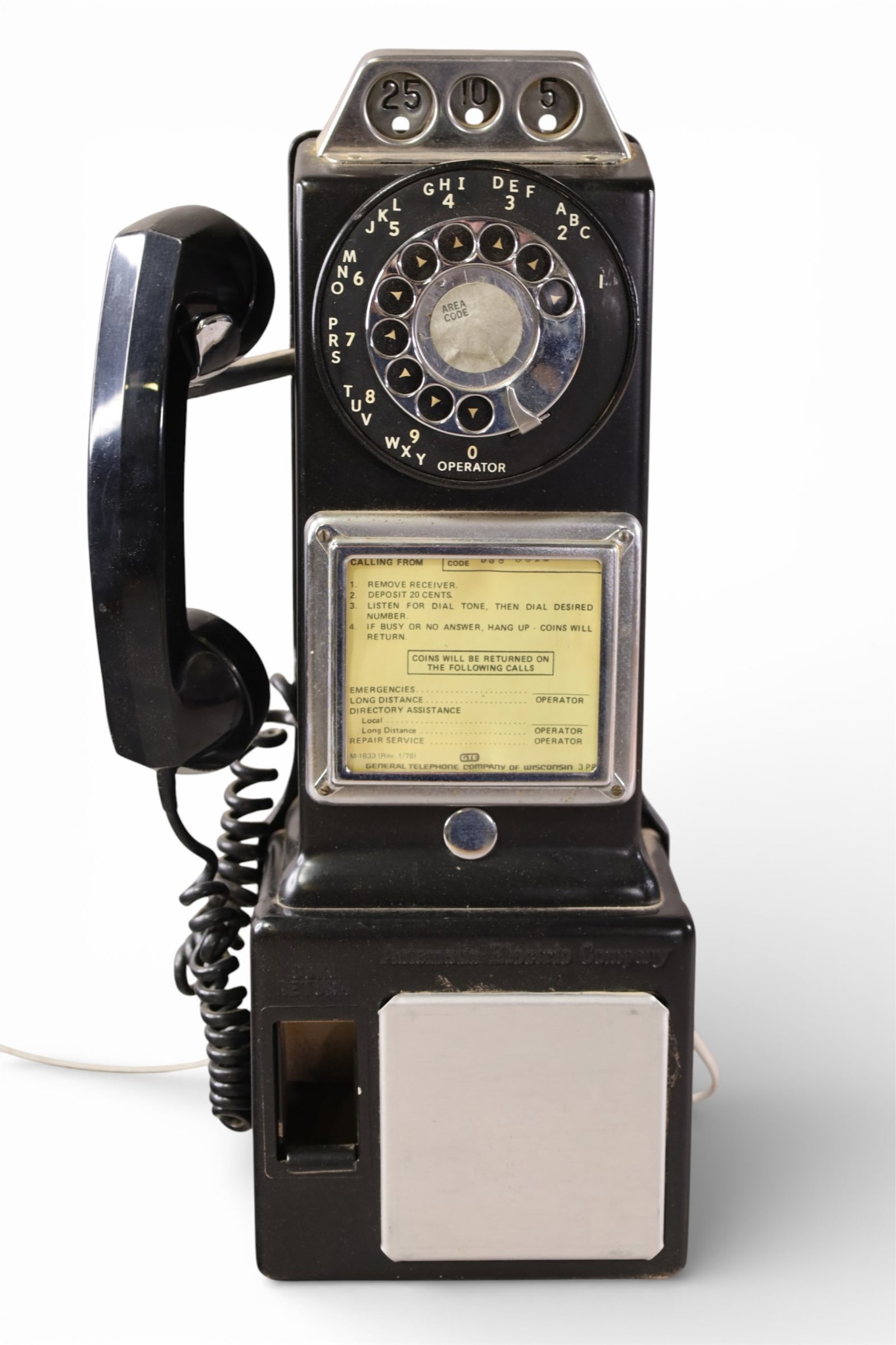 AUTOMATIC ELECTRIC CO PAYPHONE (1 of 3)