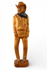 LIFESIZE WOODEN CARVED COWBOY