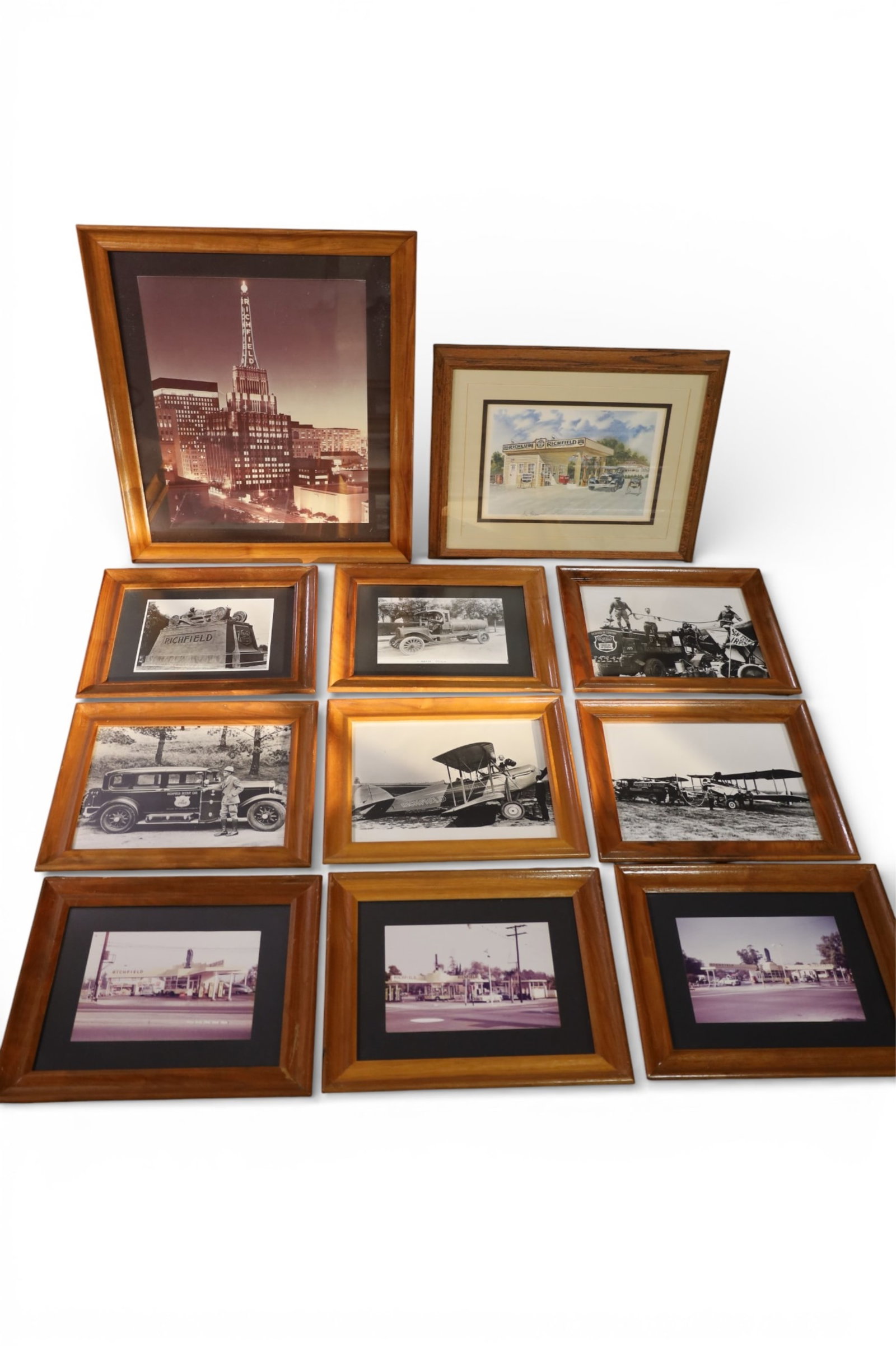 11 RICHFIELD WALL HANGINGS: RICHFIELD OIL WALL HANGINGS, 17" - 23" W