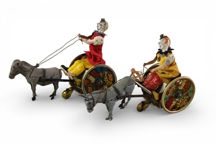 2 BALKY MULE TIN LITHO TOYS