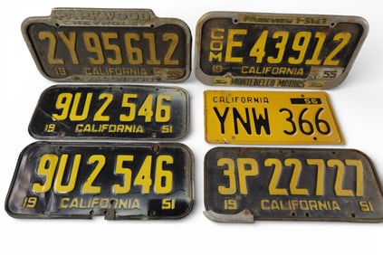 1950s CALIFORNIA LICENSE PLATES