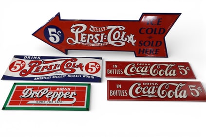 5 REPRODUCTION SODA SIGNS