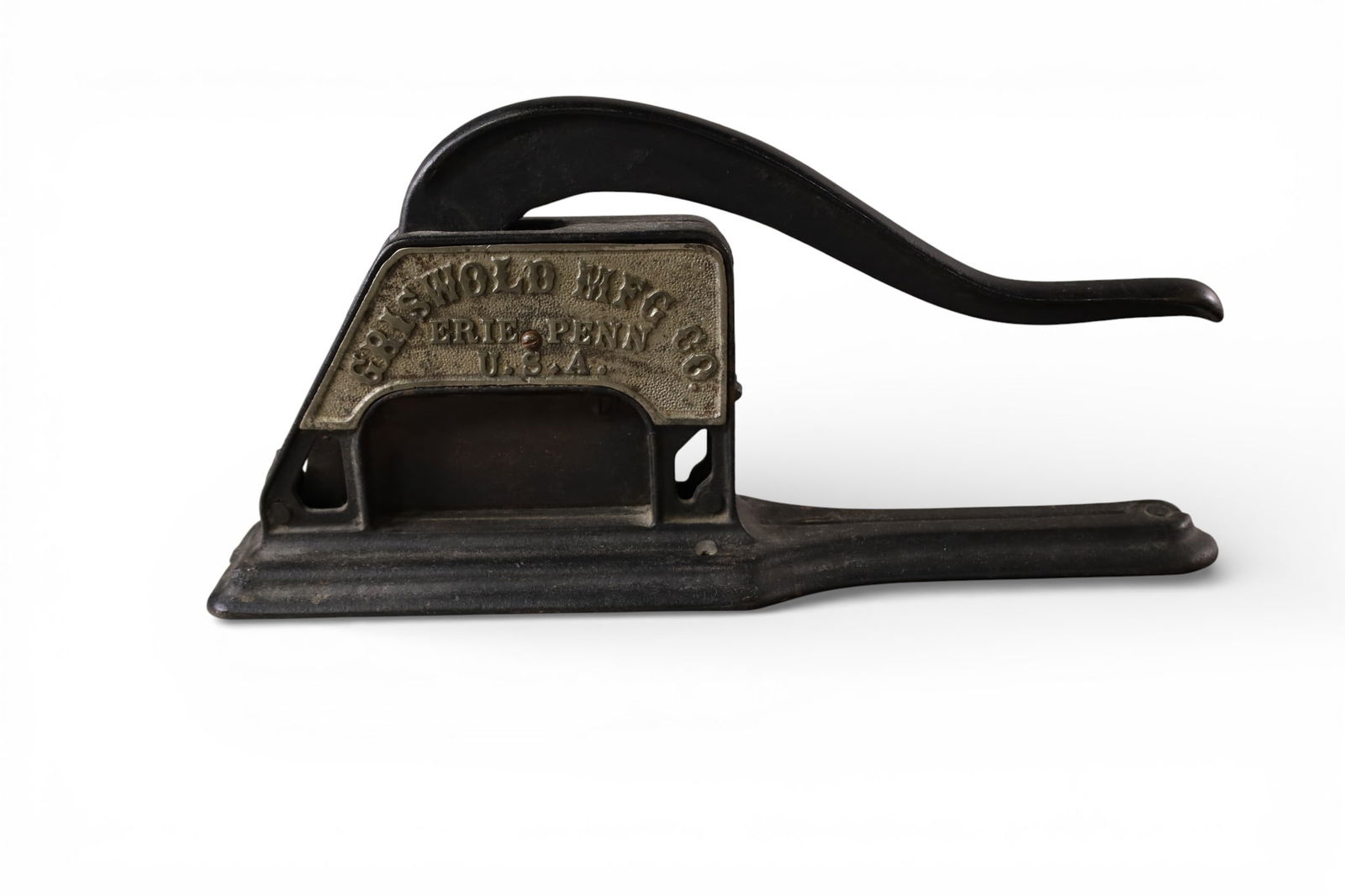 GRISWOLD TOBACCO CUTTER: TABLE TOP CAST IRON GRISWOLD TOBACCO CUTTER, 16" L.