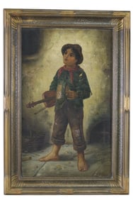 FRANCOIS BRICARD VIOLINIST OIL PAINTING