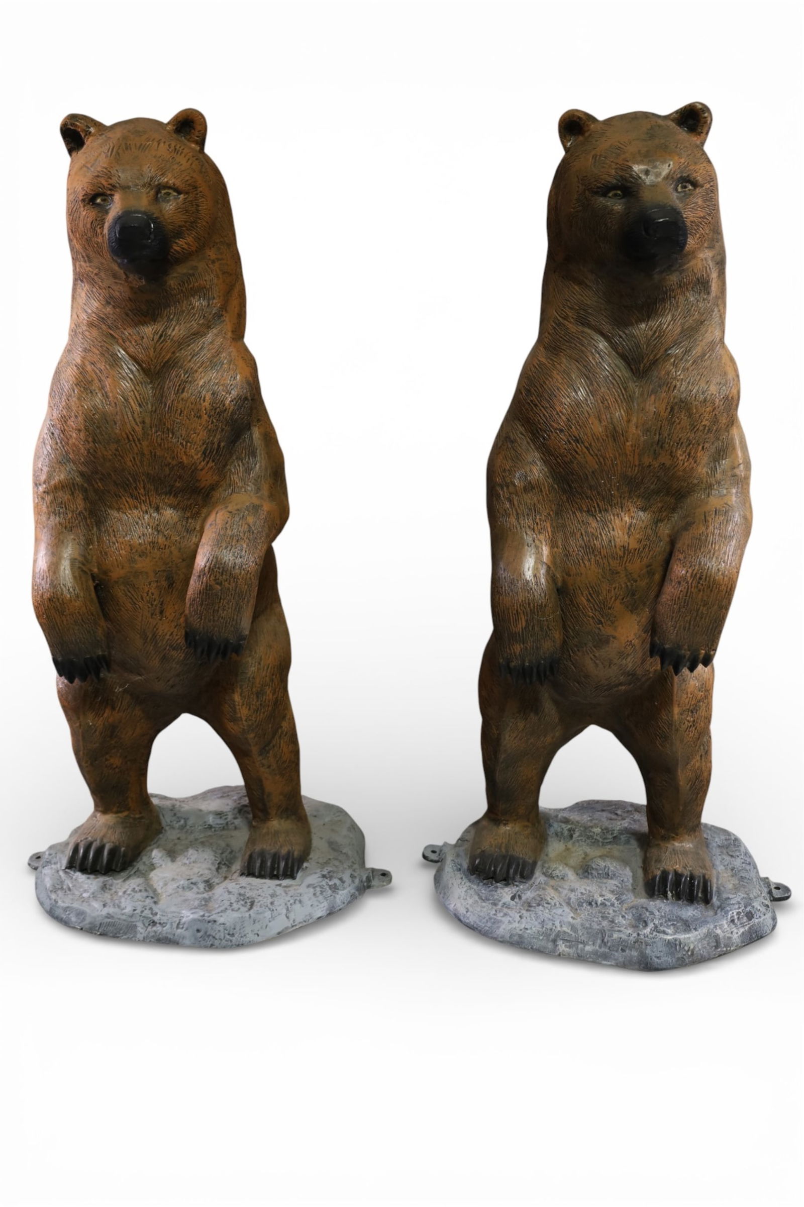 PAIR OF LARGE CAST ALUMINUM BEARS (1 of 4)