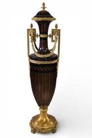 MONUMENTAL BOHEMIAN CUT TO CLEAR FLOOR VASE