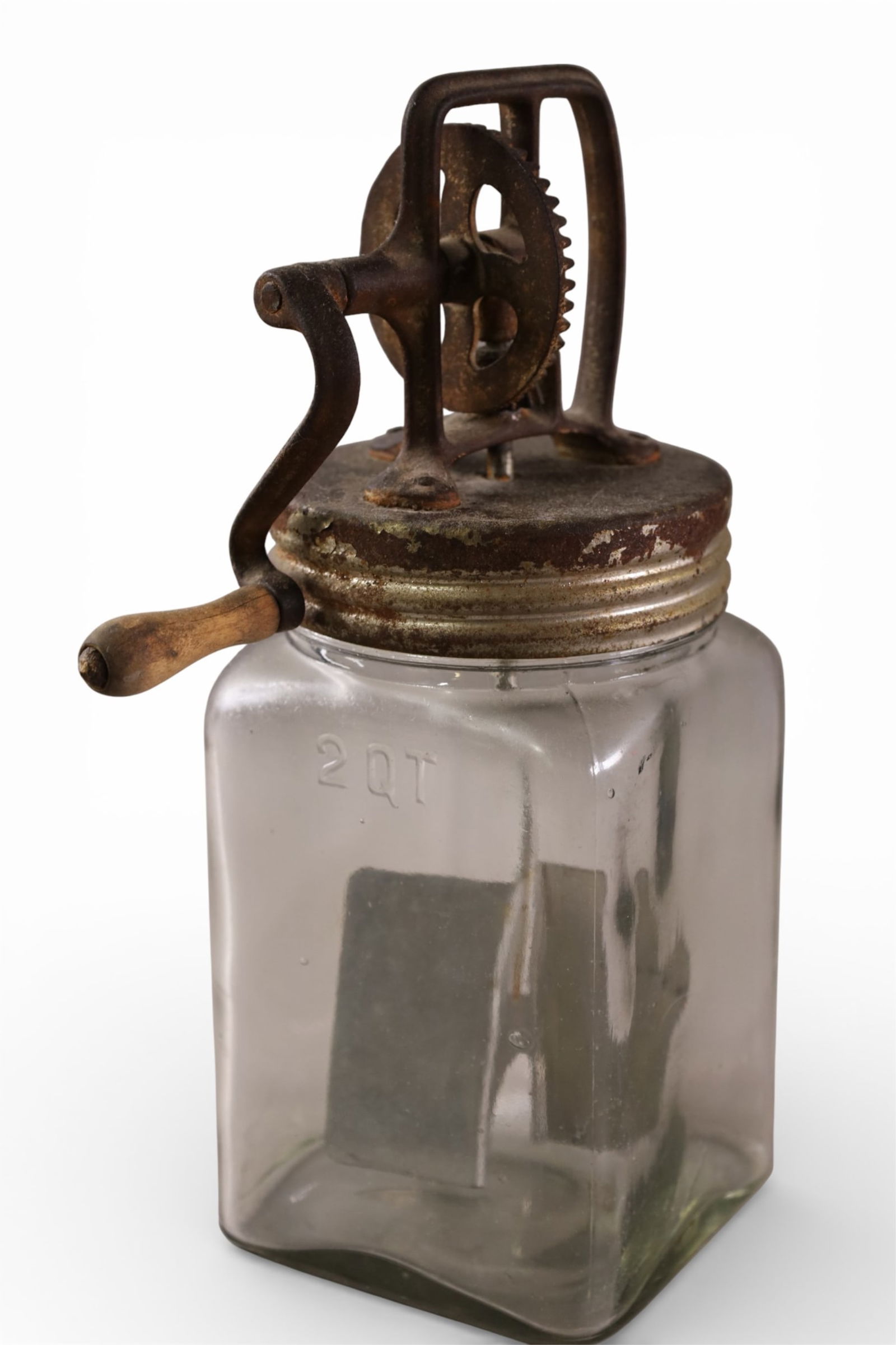 BUTTER CHURN: ANTIQUE BUTTER CHURN, 12" H.