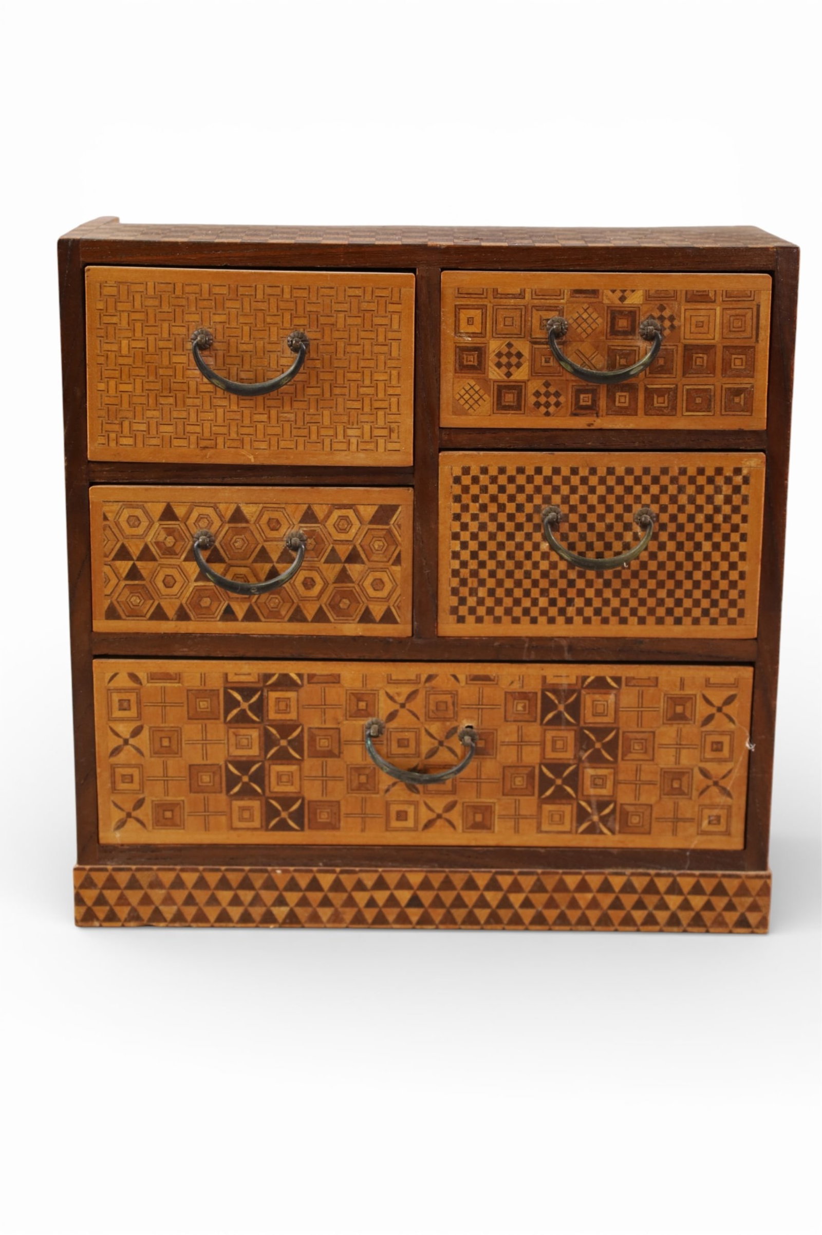 FOLK ART CHILD'S CHEST: 5 DRAWER FOLK ART CHILDS CHEST, 8" W x 8" H.