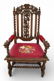 1900'S CARVED HALL CHAIR