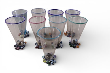 SET OF 9 ECKSTRAND CORAL REEF GLASSES