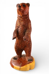 SMALL CARVED WOOD BEAR FIGURE