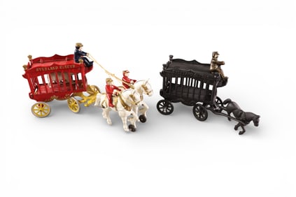 2 CAST IRON CIRCUS WAGONS
