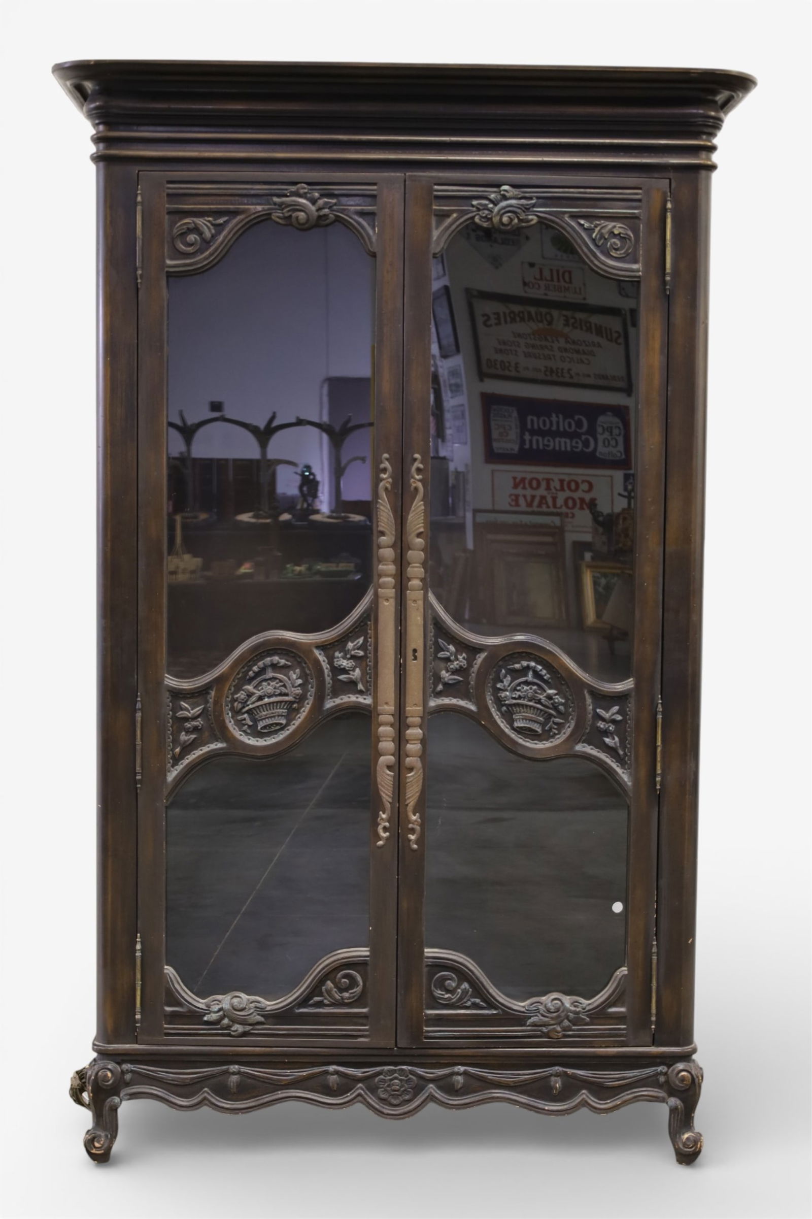 LARGE FRENCH STYLE TWO DOOR BOOKCASE (1 of 4)