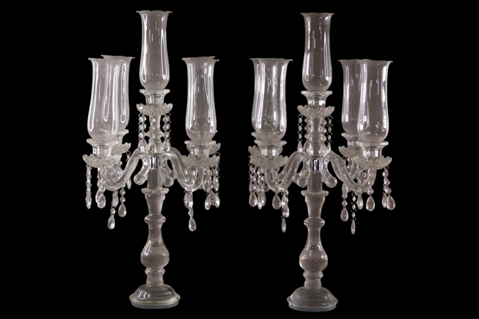 PAIR OF LARGE CRYSTAL CANDLE LAMPS (1 of 4)