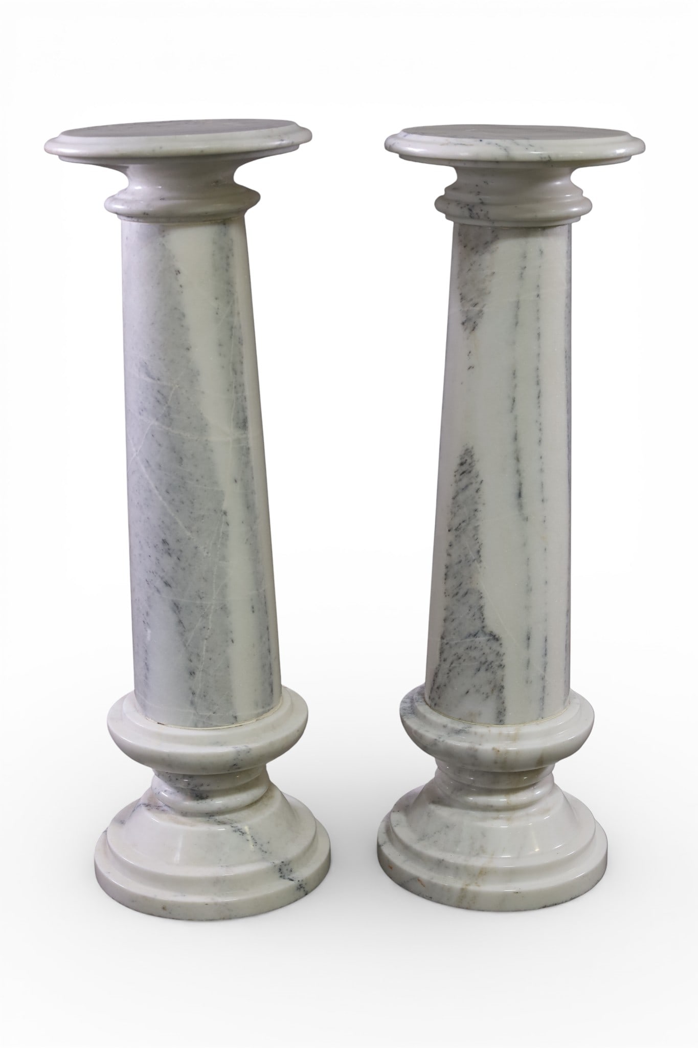 PAIR OF WHITE MARBLE PEDESTALS (1 of 4)