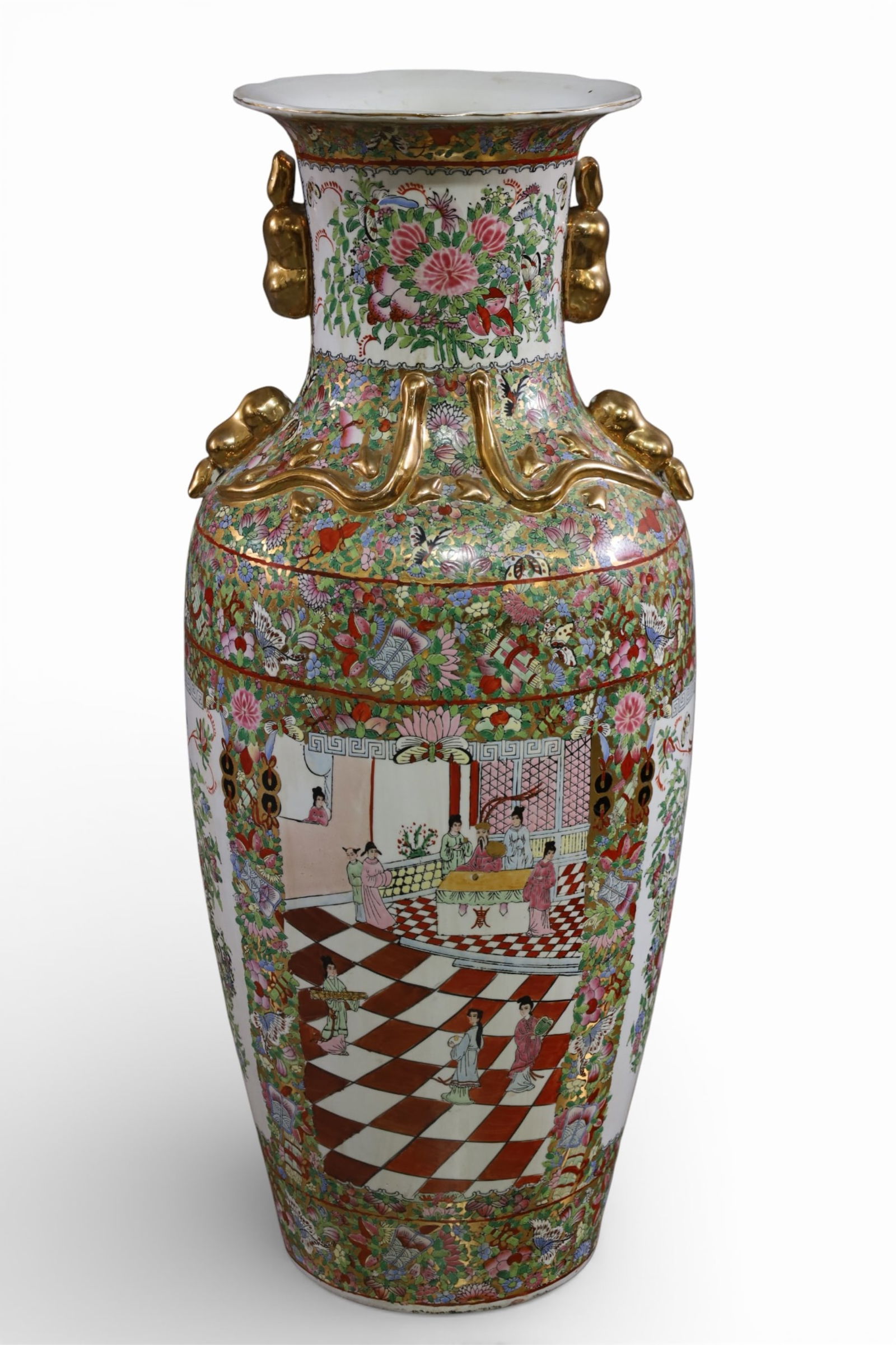 CHINESE PORCELAIN FLOOR VASE: LARGE CHINESE PORCELAIN FLOOR VASE, 36 1/2" H.