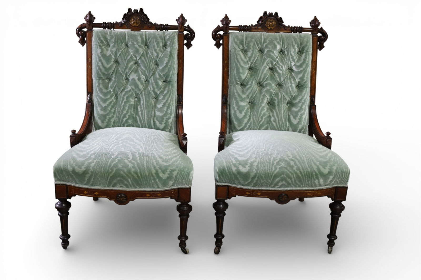 PAIR OF FANCY VICTORIAN PARLOR CHAIRS (1 of 6)