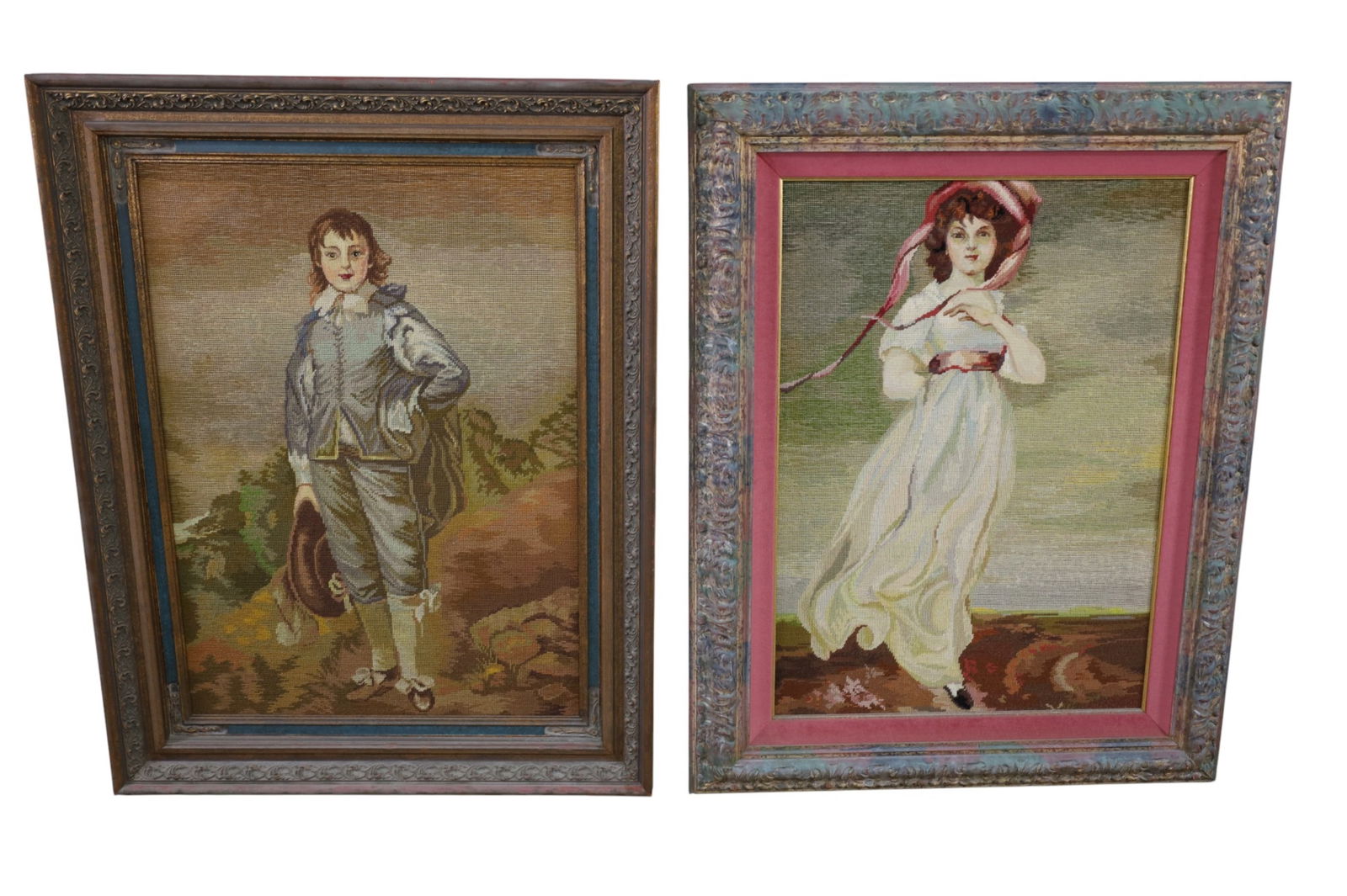 2 FRAMED TAPESTRIES: PINKY AND BLUE BOY, FRAMED TAPESTRIES. 30" x 40" IN FRAME. THIS ITEM EXCEEDS SIZE LIMITATIONS FOR IN HOUSE SHIPPING, MUST BE PICKED UP IN HOUSE OR SHIPPED VIA 3rd PARTY GROUND SHIPPER.