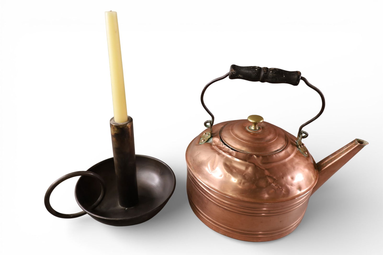 2 CANDLESTICKS AND KETTLE - 3