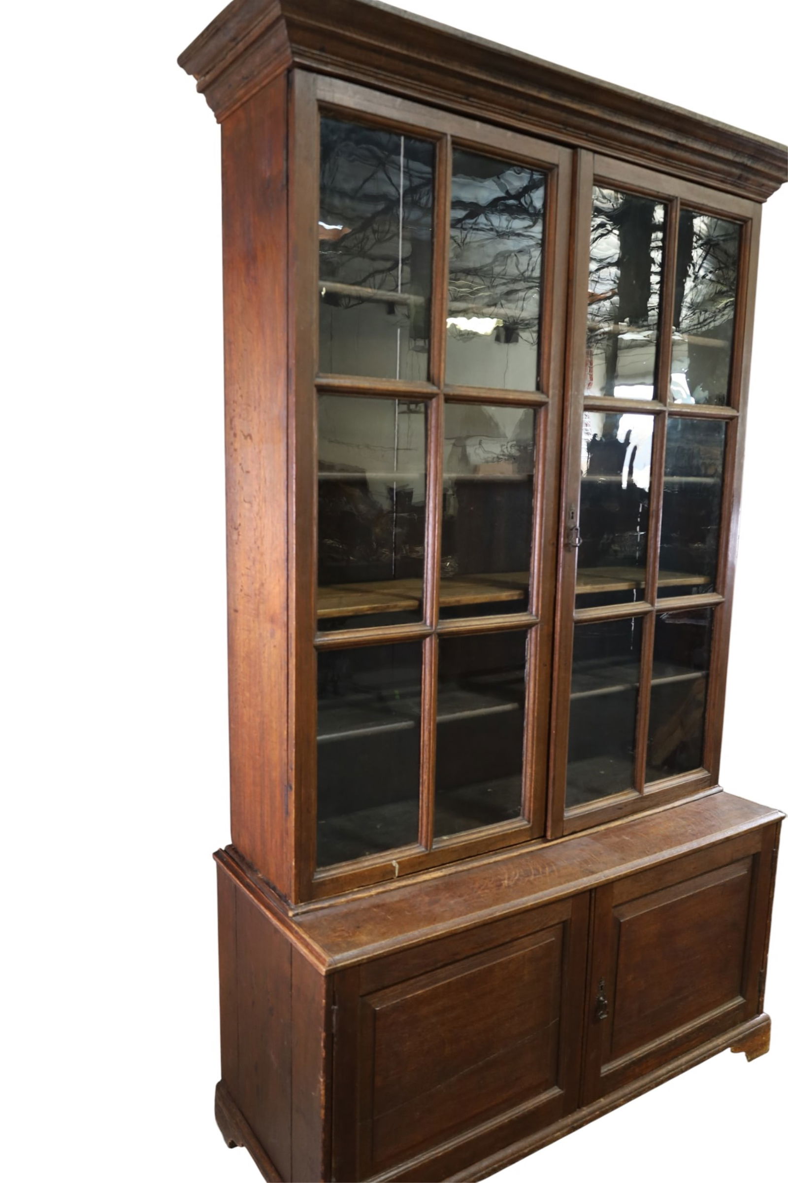 LARGE ANTIQUE OAK BOOKCASE - 4