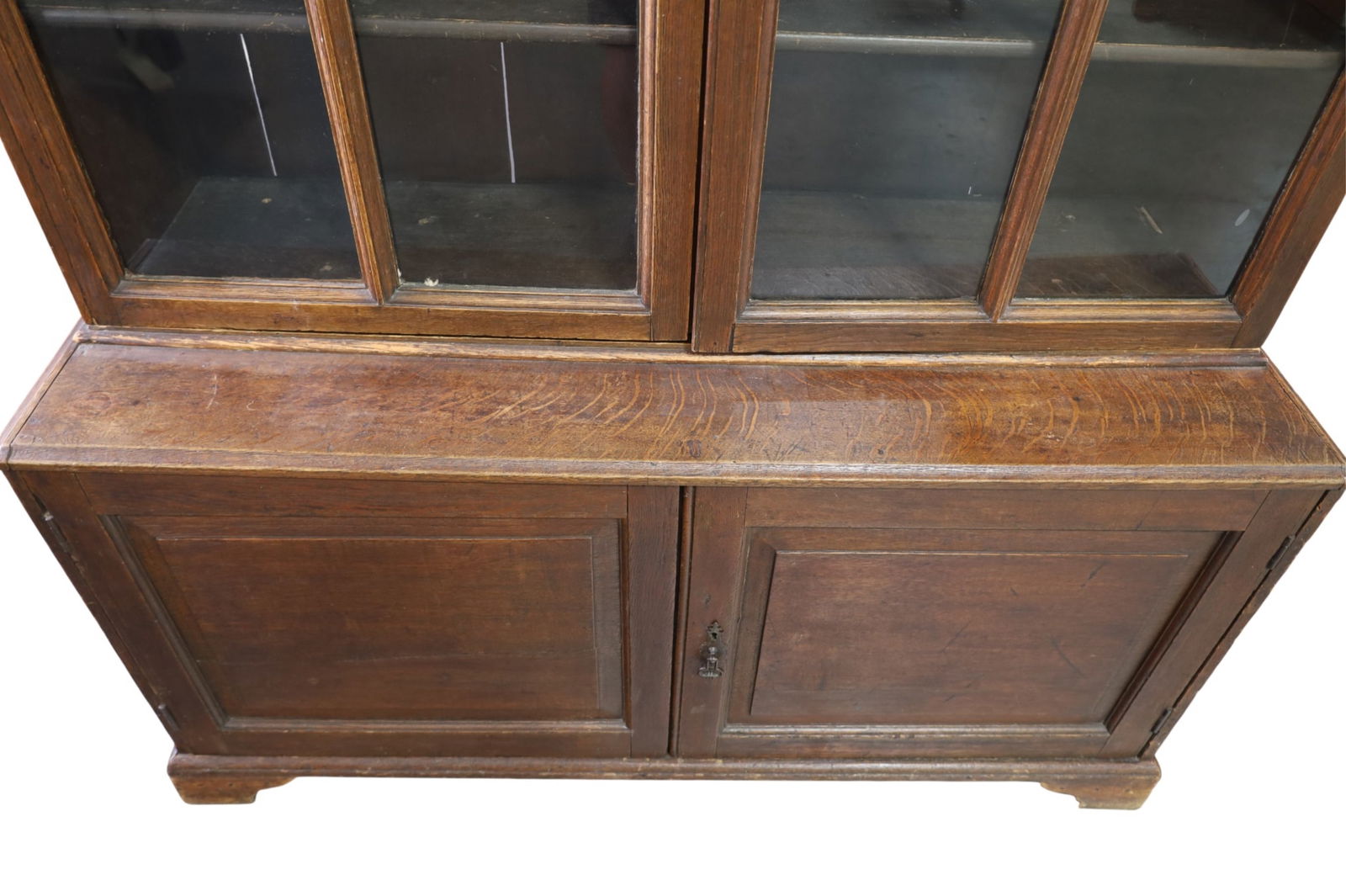 LARGE ANTIQUE OAK BOOKCASE - 5