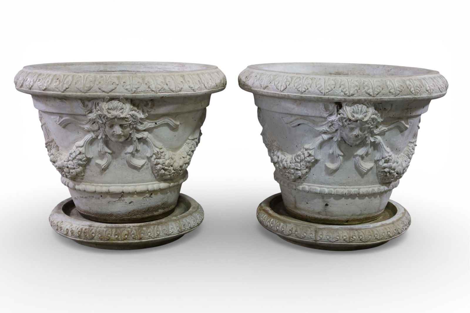 PAIR OF LARGE CONCRETE PLANTERS (1 of 5)