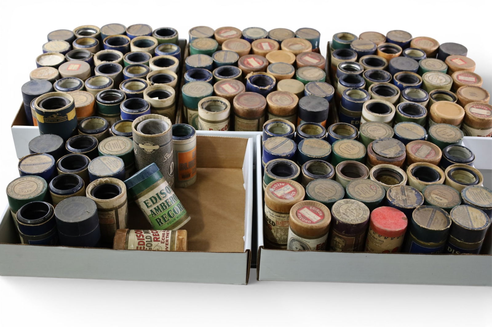 COLLECTION OF CYLINDER ROLLS: LARGE COLLECTION OF ANTIQUE CYLINDER ROLL RECORDS. APPROX 100.