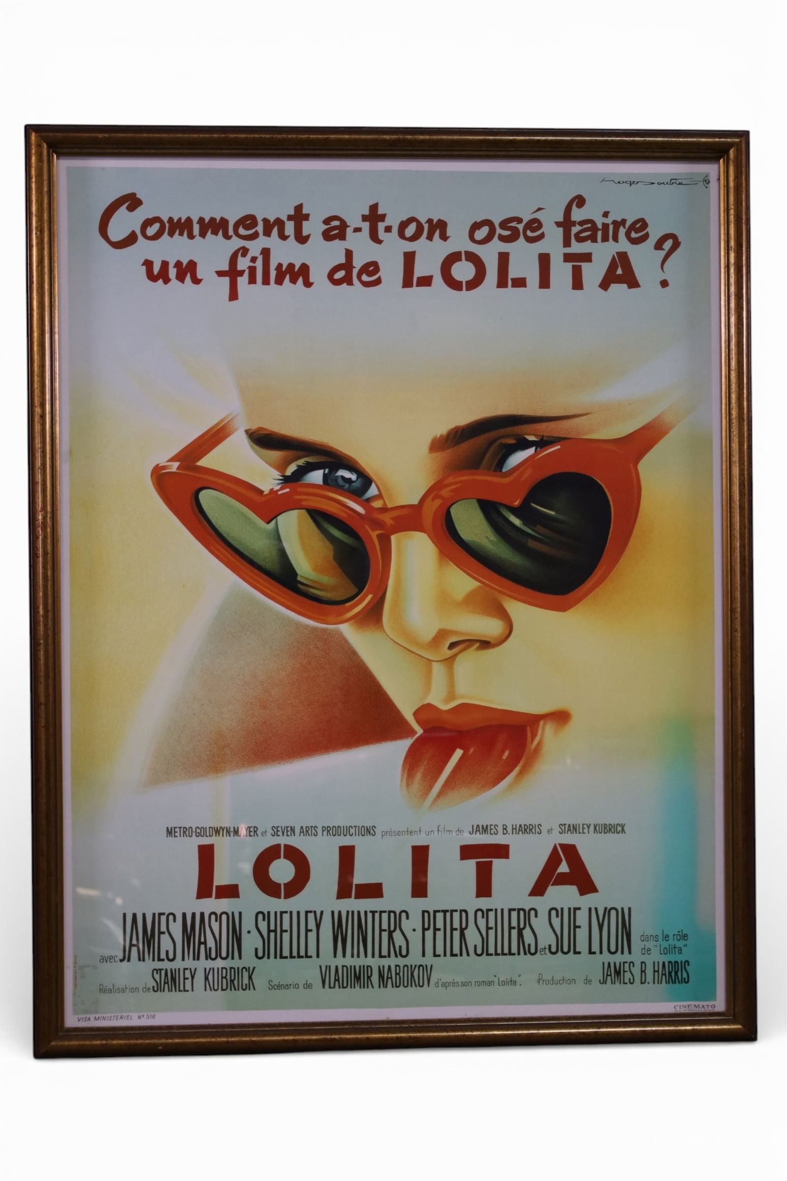 LOLITA POSTER: LARGE FRAMED POSTER LOLITA, 36" x 46" THIS ITEM EXCEEDS SIZE LIMITATIONS FOR IN HOUSE SHIPPING, MUST BE PICKED UP IN HOUSE OR SHIPPED VIA 3rd PARTY GROUND SHIPPER.
