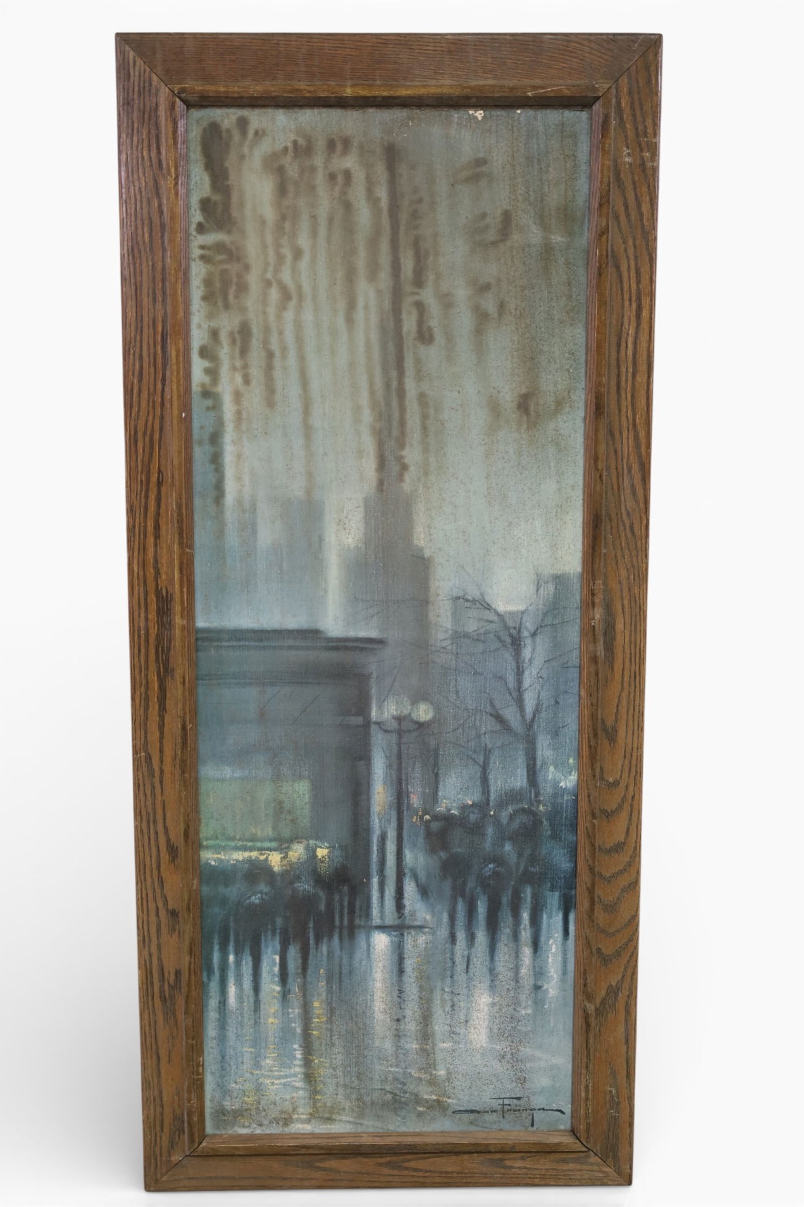 OZZ FRANCA PAINTING: OIL ON CANVAS, OZZ FRANCA, STREET SCENE PAINTING. 19 1/2" x 44" THIS ITEM EXCEEDS SIZE LIMITATIONS FOR IN HOUSE SHIPPING, MUST BE PICKED UP IN HOUSE OR SHIPPED VIA 3rd PARTY GROUND SHIPPER.