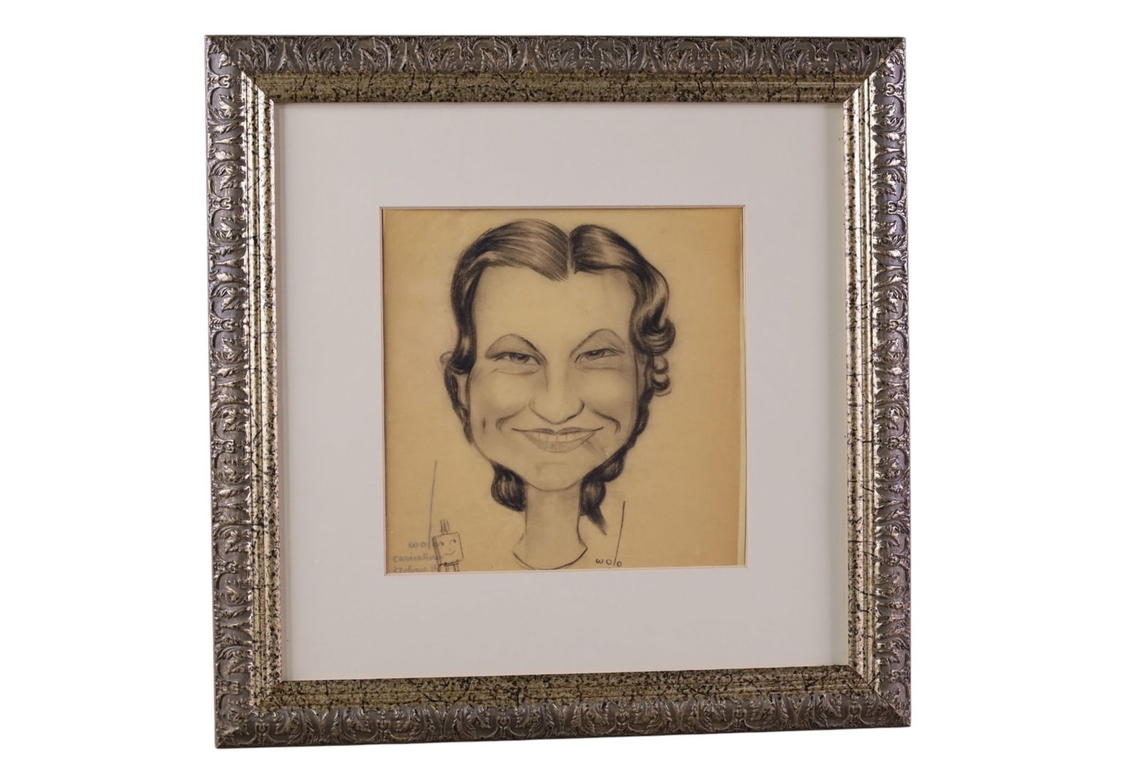 WOLO TRUTZSCHLER PORTRAIT: SMALL CHARCOAL PORTRAIT, 13" x 13"